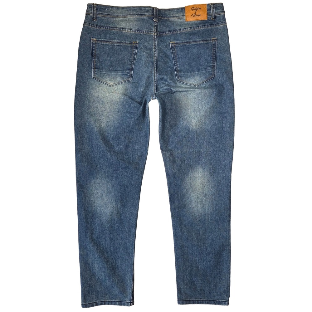 Stitches & Rints Jeans Mens 40x32 Straight Leg Dark Wash Casual Everyday Basic